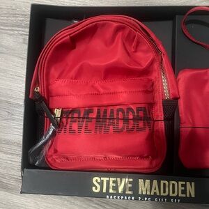 Red and Black Steve Madden mini book bag, red pouch